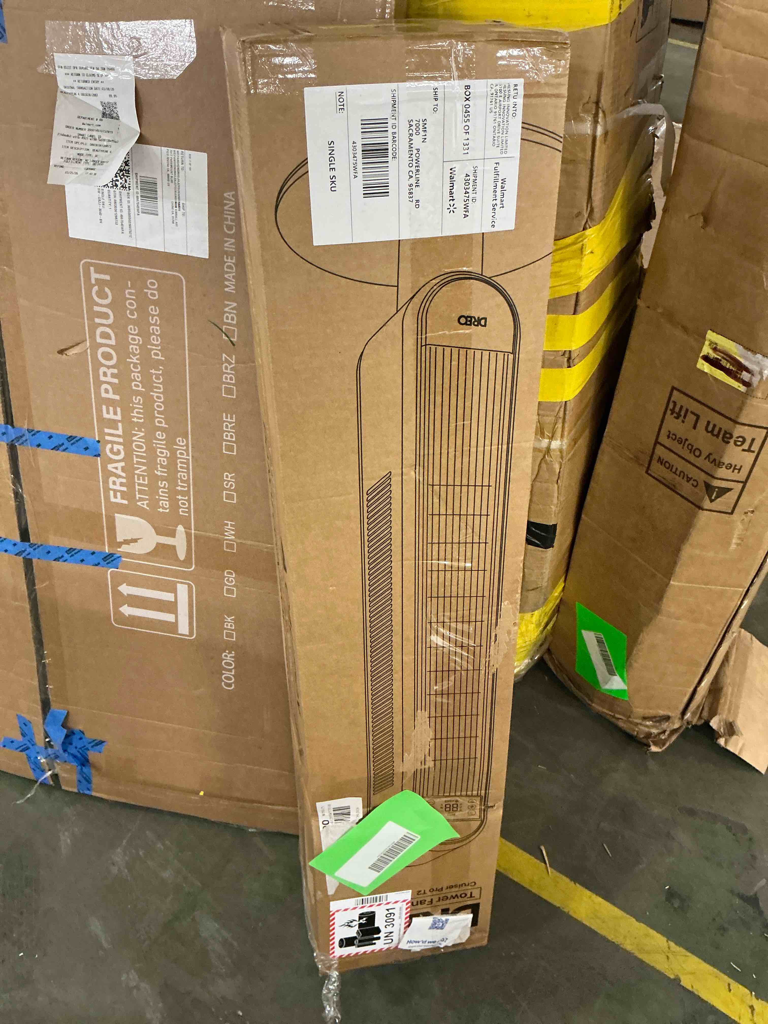 Condition photo showing New/Like New for dreo tower fan for bedroom, 42 inch bladeless fan, 90° oscillating fan, quiet floor fan with remote, led, 6 speeds, 4 modes, 12h timer, standing fans for home living room office, white