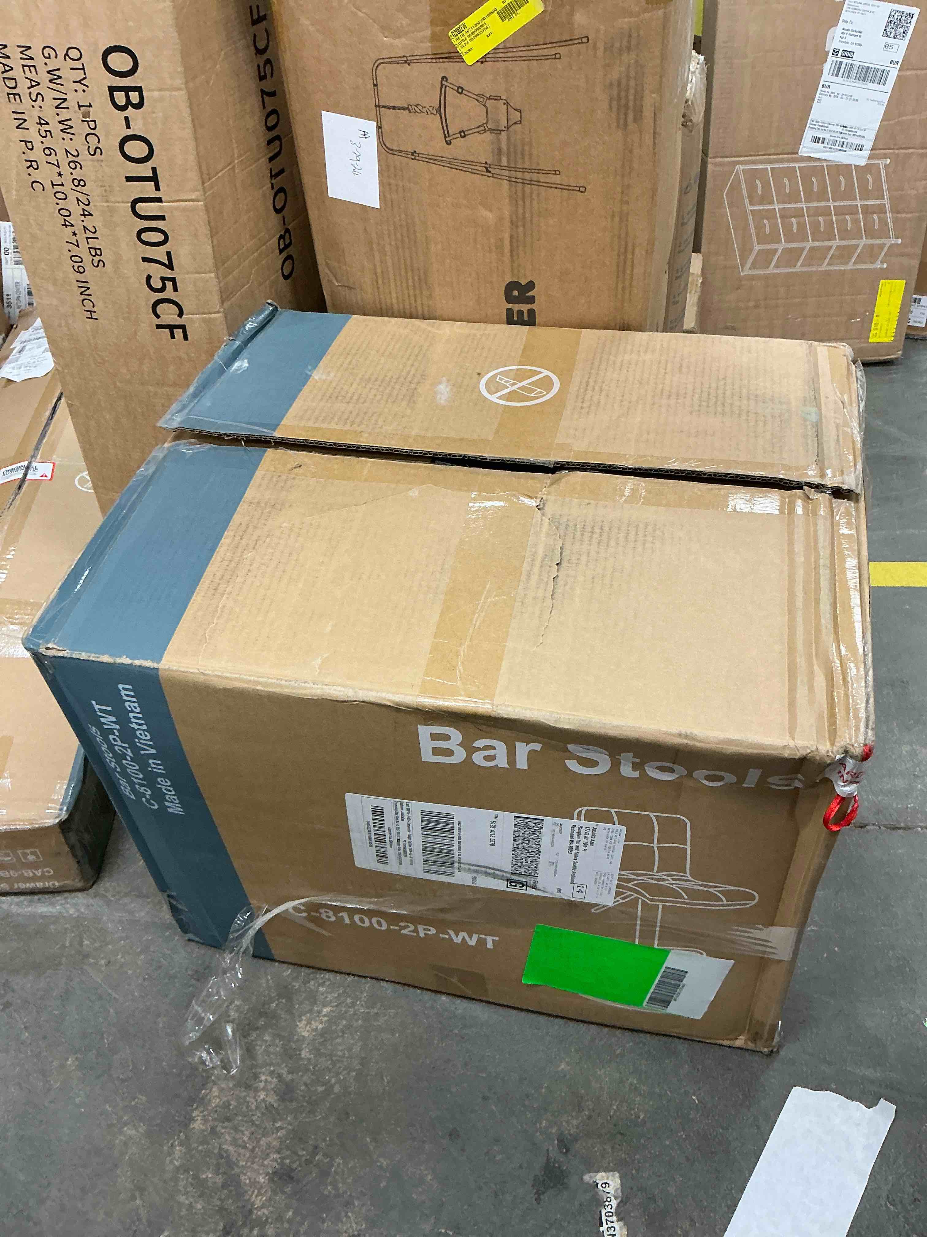 Condition photo showing New/Like New for concetta set of 2 white swivel bar stools, adjustable pu leather with back & footrest