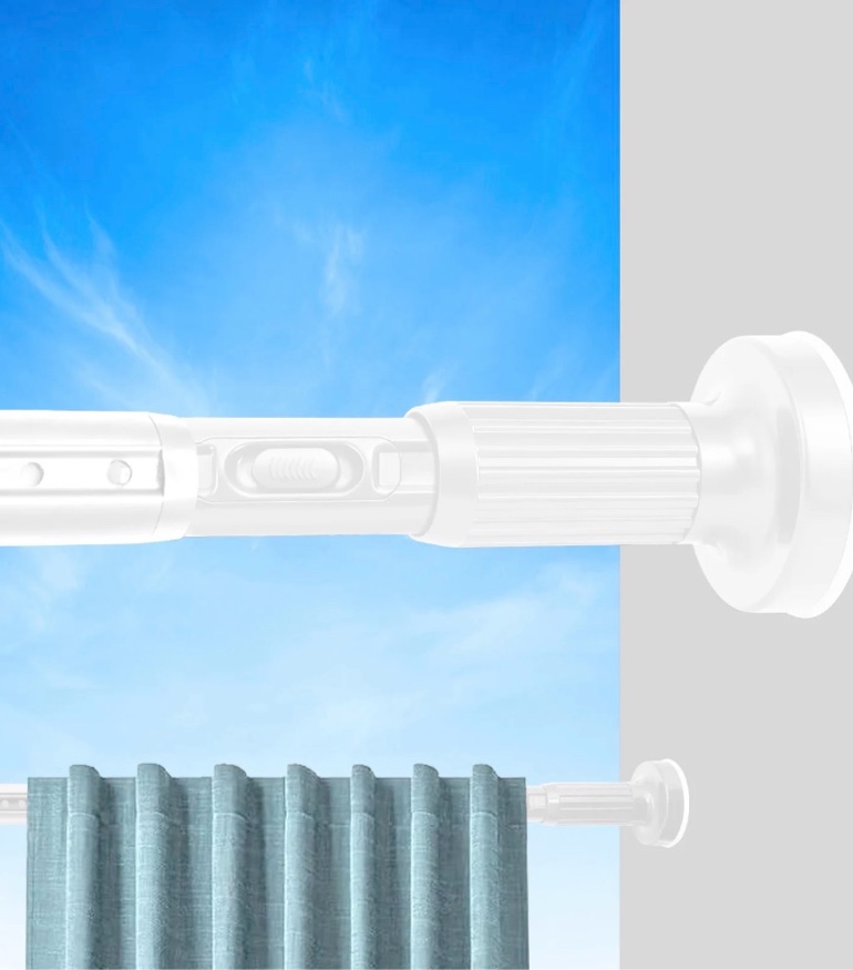 giracoa one-push tension curtain rod, 39-122 inches extra long no drill adjustable spring rod, heavy duty 723 lbs support, rustproof steel for patio outdoor bathroom window, matte white