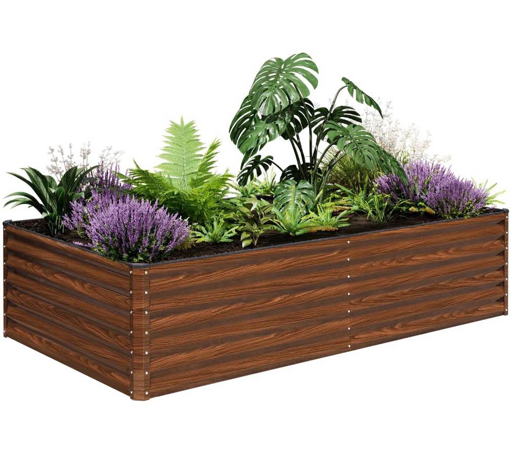 snugniture 8x4x2 ft galvanized raised garden bed, deep root metal planter box for vegetables, flowers