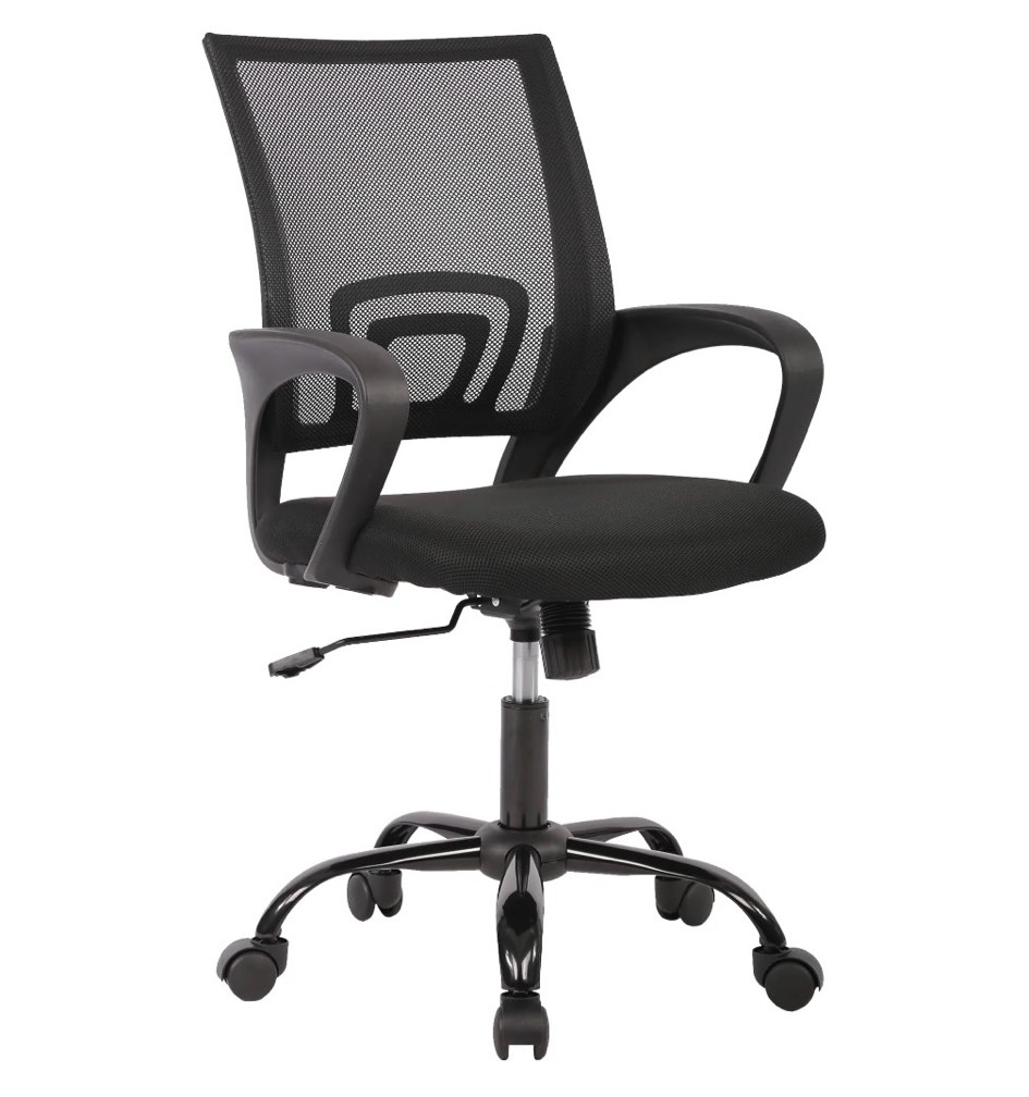 jonpony ergonomic office chair, lumbar support, adjustable height with armrests for adults,black