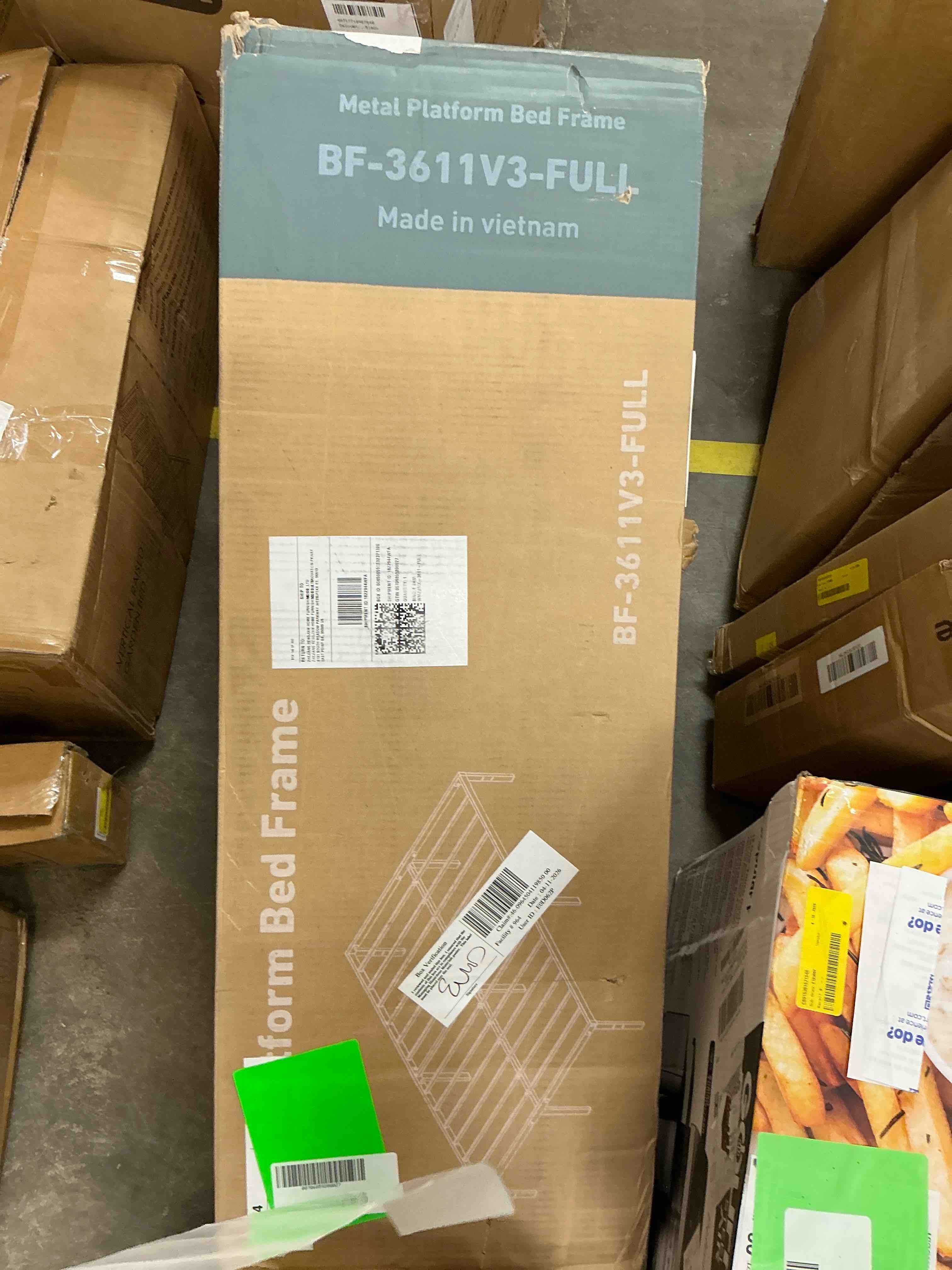 Condition photo showing New/Like New for edx 14 inches full bed frame, heavy duty metal platform with storage space under frame, no box spring needed full size bed frame, black