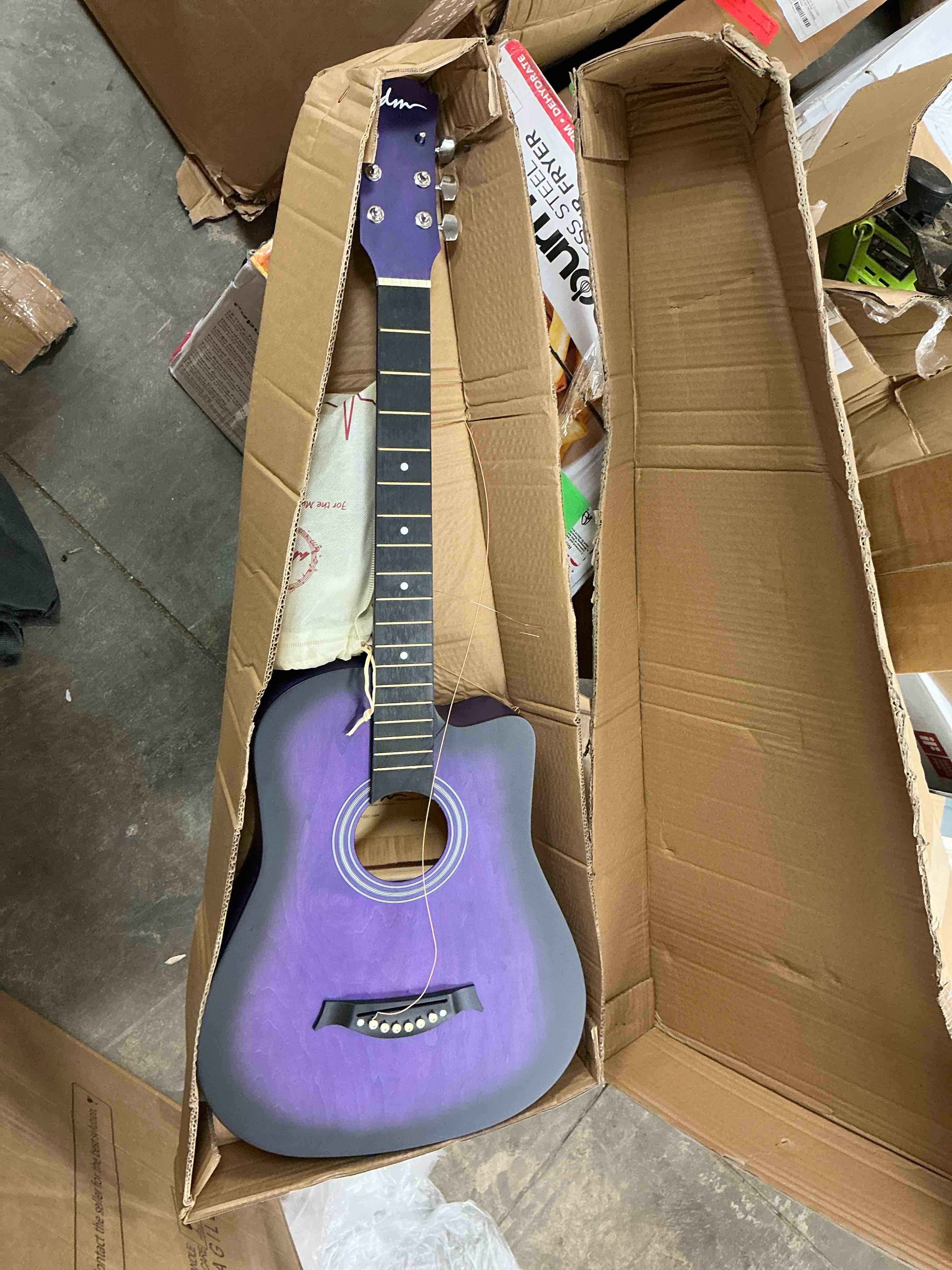Condition photo showing Good Condition for adm 38'' acoustic cutaway guitar for kids beginner kit with free lessons, purple