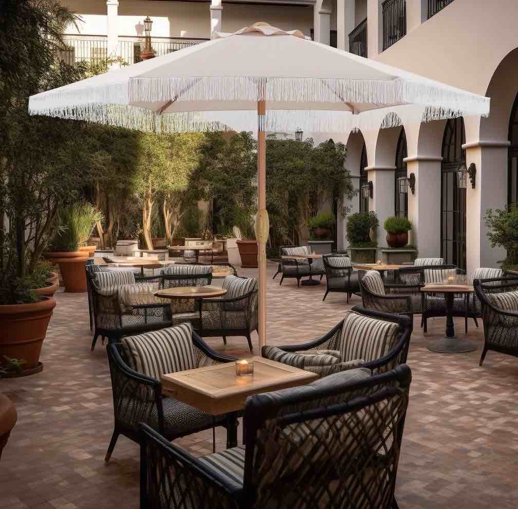 ainfox 7.5ft boho patio umbrella with fringe  outdoor tassel umbrella  waterproof sun protection umbrella khaki