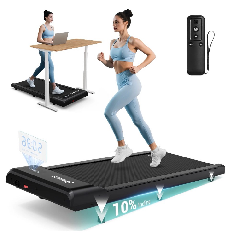 dprodo walking pad with 10% incline,walking pad treadmill for home office,2.5 hp under desk treadmill with led display & remote,265 lbs capacity