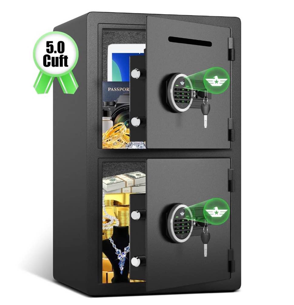 5.0 cu ft extra large home safe box fireproof waterproof  digital home security safe box with deposit slot & metal storage box  soft lining money safe with backlit keypad & dual alarm for home office