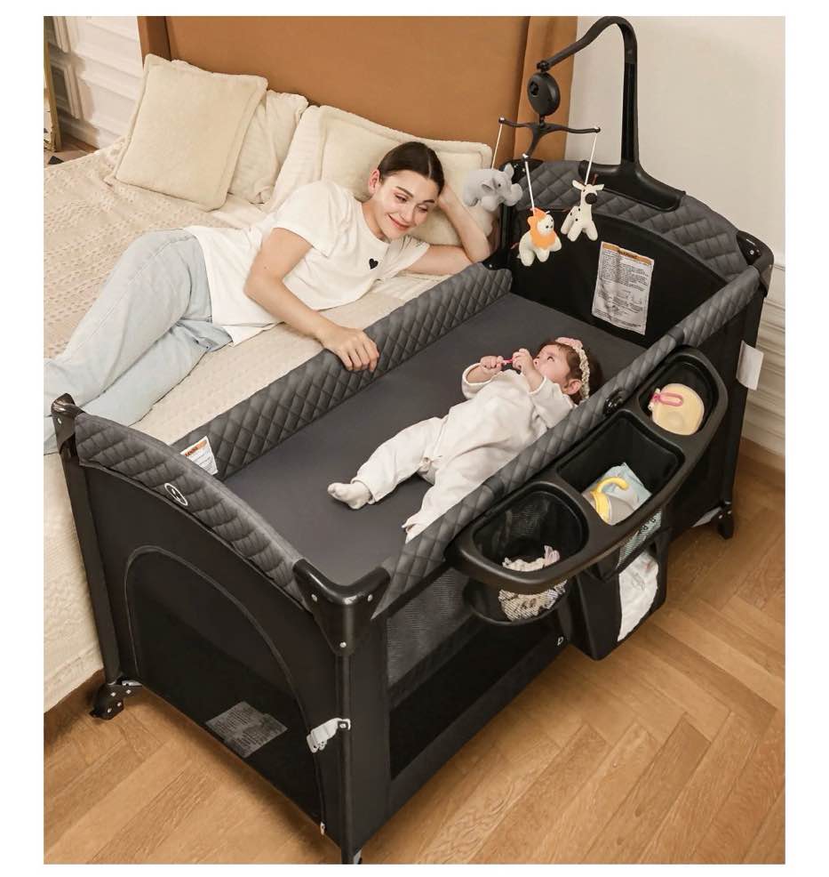 babyeap 5-in-1 baby bassinet with playard mode & changing table,bedside sleeper for newborns and infants,black
