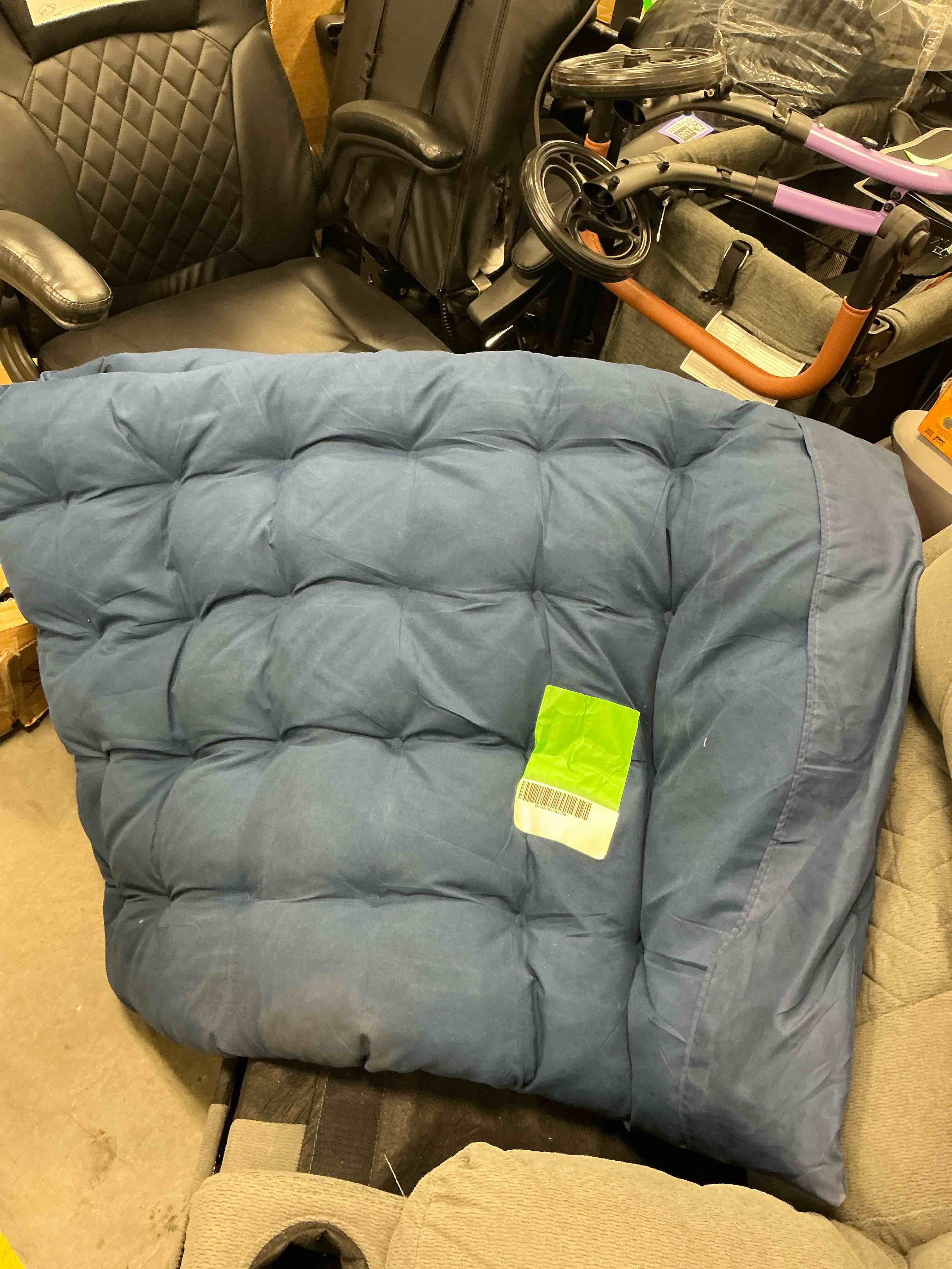 Condition photo showing As Is for pnkkodw 32" xxl folding mattress for adults , camping blue cot+blue pad