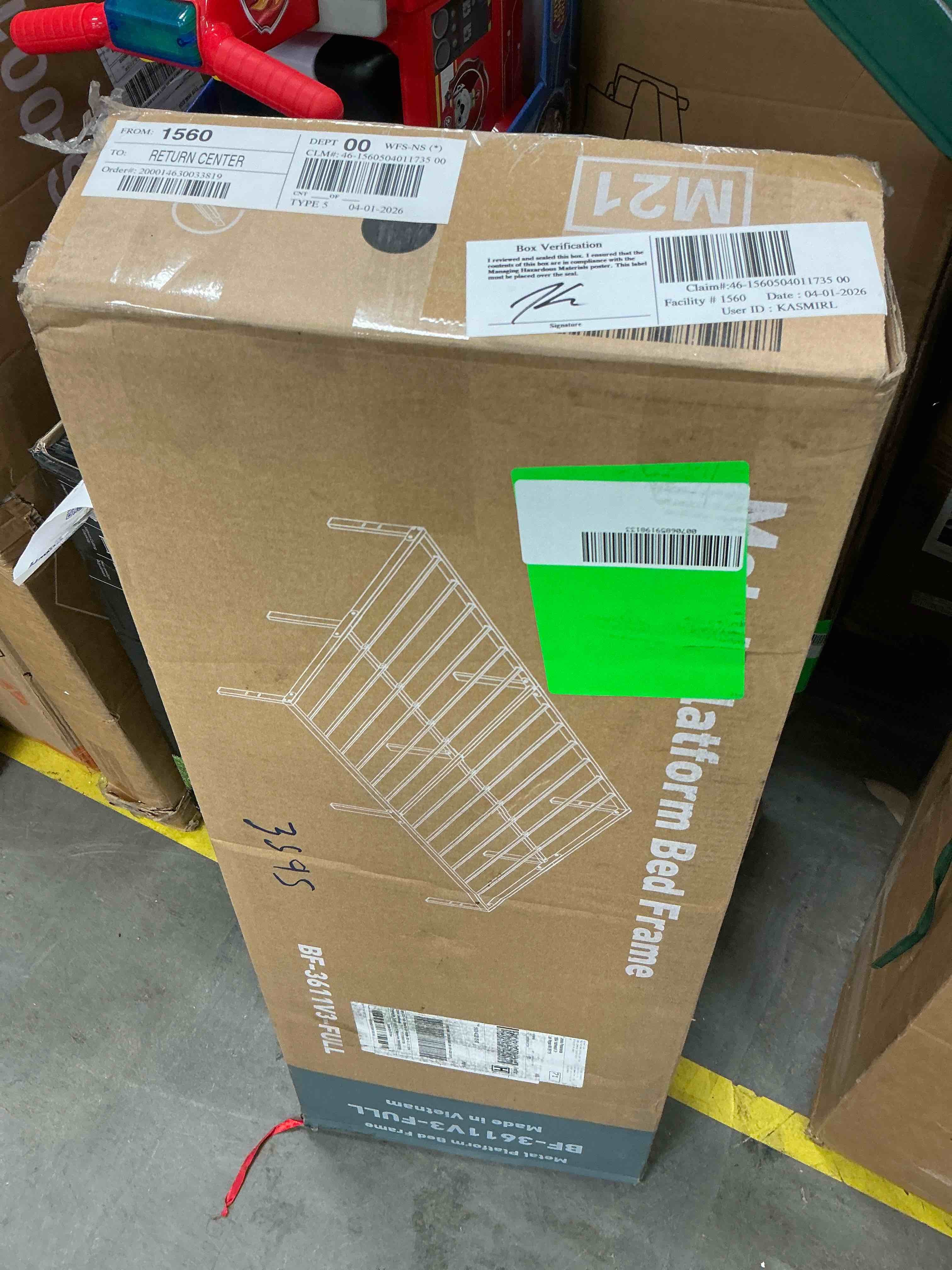 Condition photo showing New/Like New for edx 14" high full size bed frame no box spring needed, heavy duty metal with sturdy steel slat support and under bed storage full
