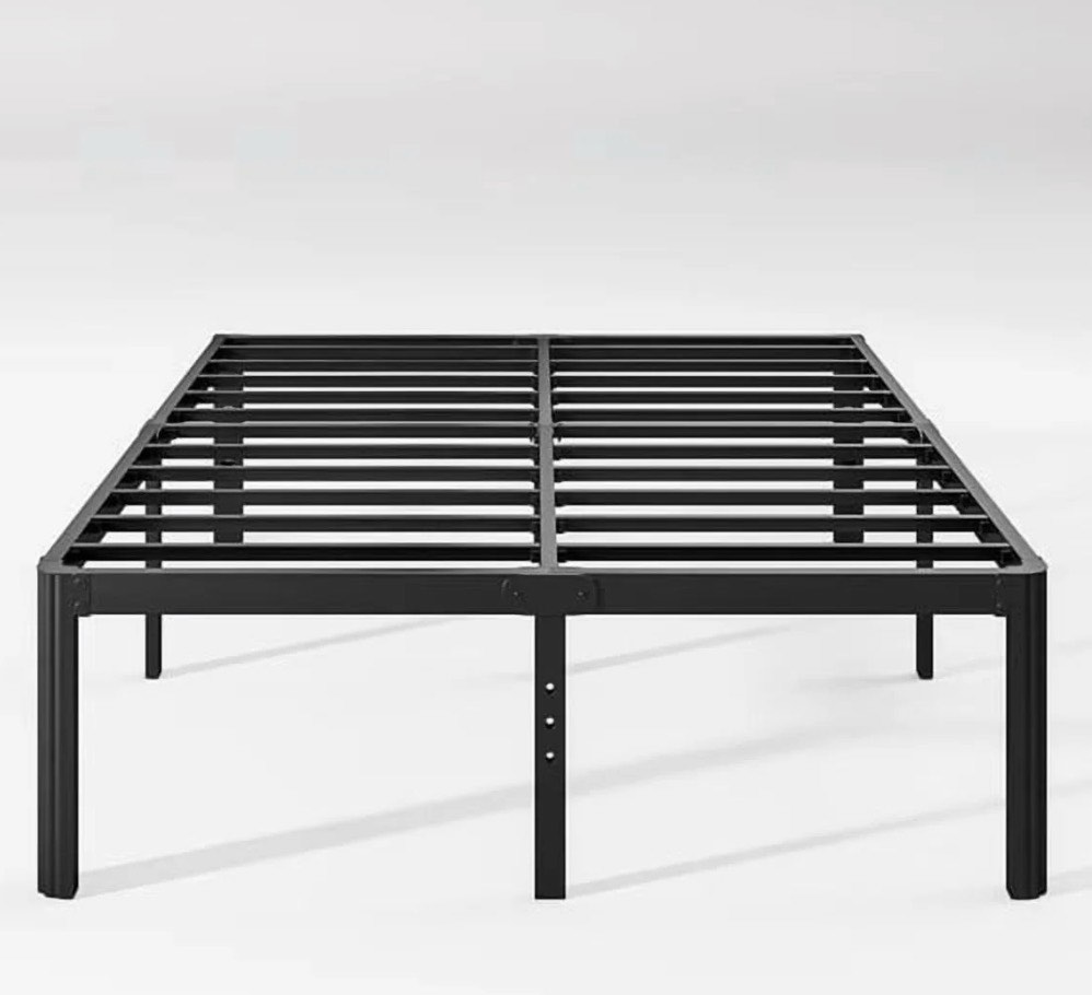woozuro 18 inch queen metal bed frame with rounded corners, heavy duty, no box spring needed, easy assembly