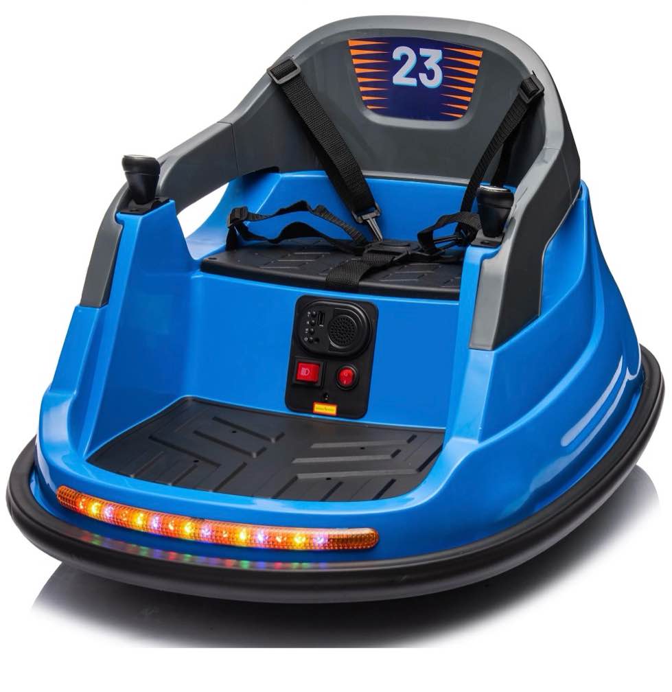 hikiddo bumper car for kids, 6v powered kids ride on toys bumper car for toddlers 1.5-5 w/ remote, 3 speed - blue