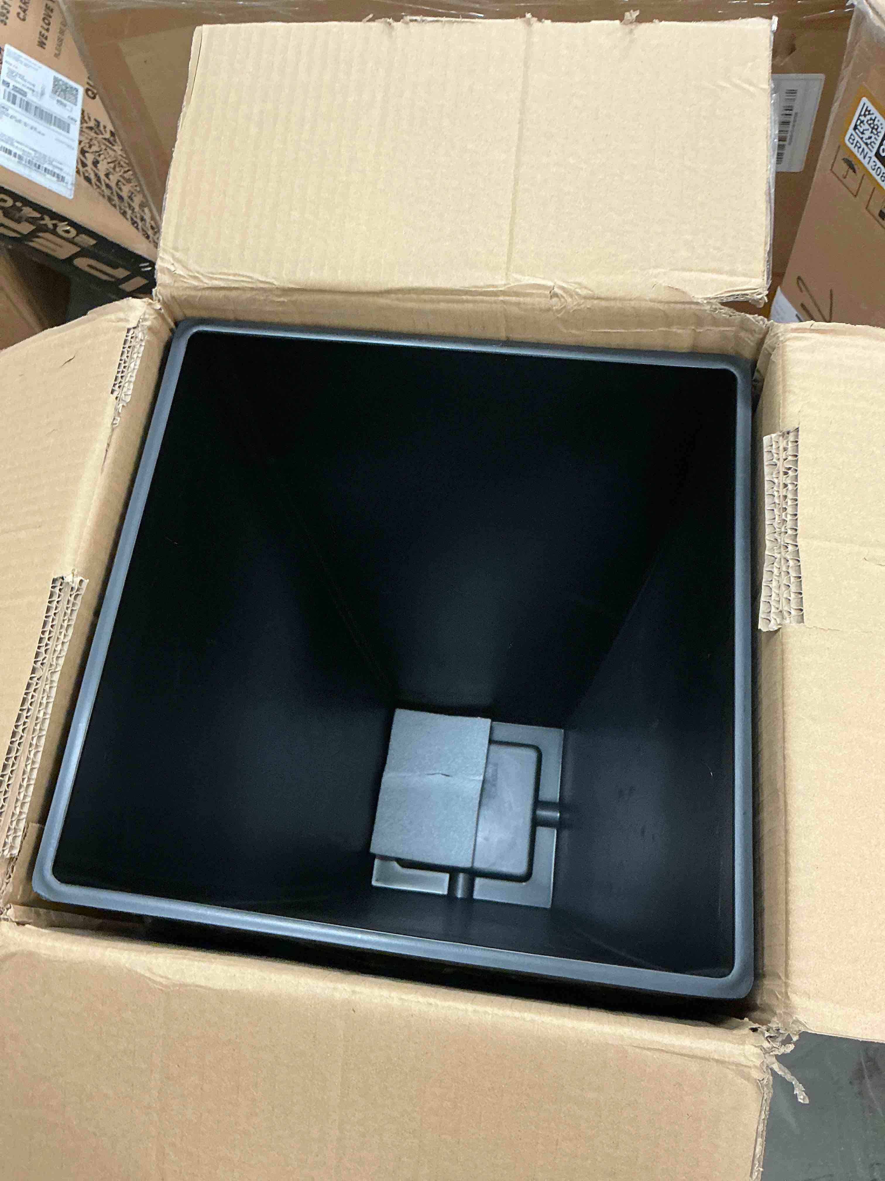 Condition photo showing New/Like New for fiason 2 pack 21" matte black square tall planters, large outdoor planter pots with drainage holes for front porch, patio, garden, indoor use