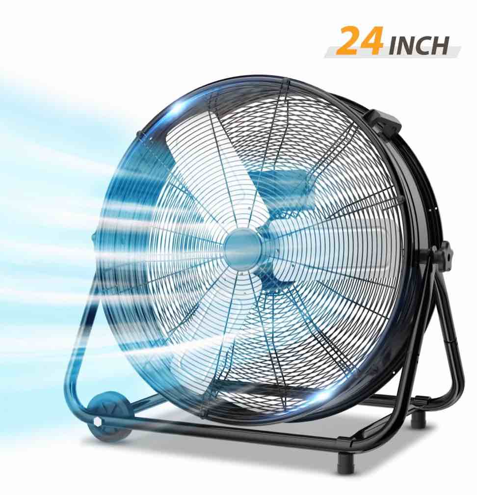 lifeplus industrial drum fan  5620cfm high velocity floor fan 3 speed air circulation  24 inch