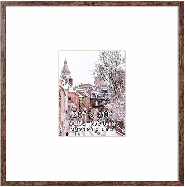 20x20 Frame with Mat for 8x10 Photo Prints  Brown