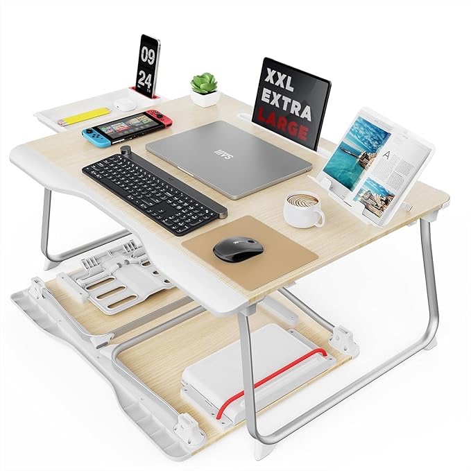 Livhil Large Lap Desk for Bed | Laptop Table  Portable Desk  Bed Laptop Desk  Bed Table for Laptop | Floor Table  Floor Desk for Adults (Teak) School Supplies