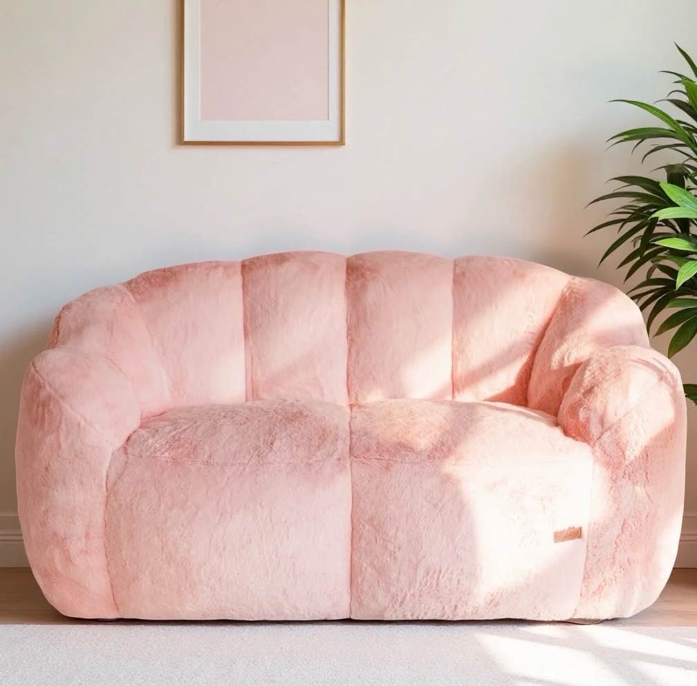 GOODONE Adult Bean Bag Chair,Flower Shaped Bean Bag Sofa,Super Soft Plush Reading Chair,High Elasticity Lazy Sofa,Suitable for Living Room and Bedroom,No Assembly Required,Pink,Double