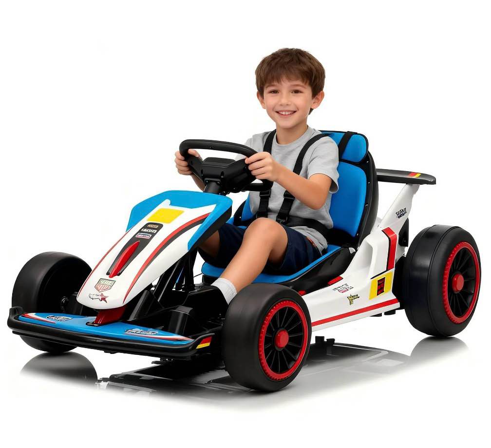 Mukidy 24V Go Kart Ride on Toys Electric Go Kart for Boys Girls Age 6-12 Years Old  Blue