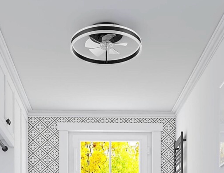  Harbor Breeze Edenmore 20-in Matte Black with Clear Blades Adjustable White LED Flush Mount