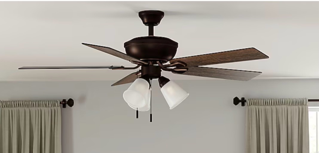 Harbor Breeze Sailor Bay 52-in Dark Bronze with Sable/Auburn Blades Downrod or Flush Mount