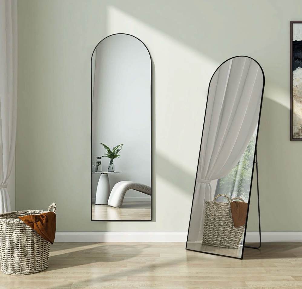 CONCETTA 64 x21  Arched Full Length Mirror  Full Body Standing Mirror Floor Mirrors  Black