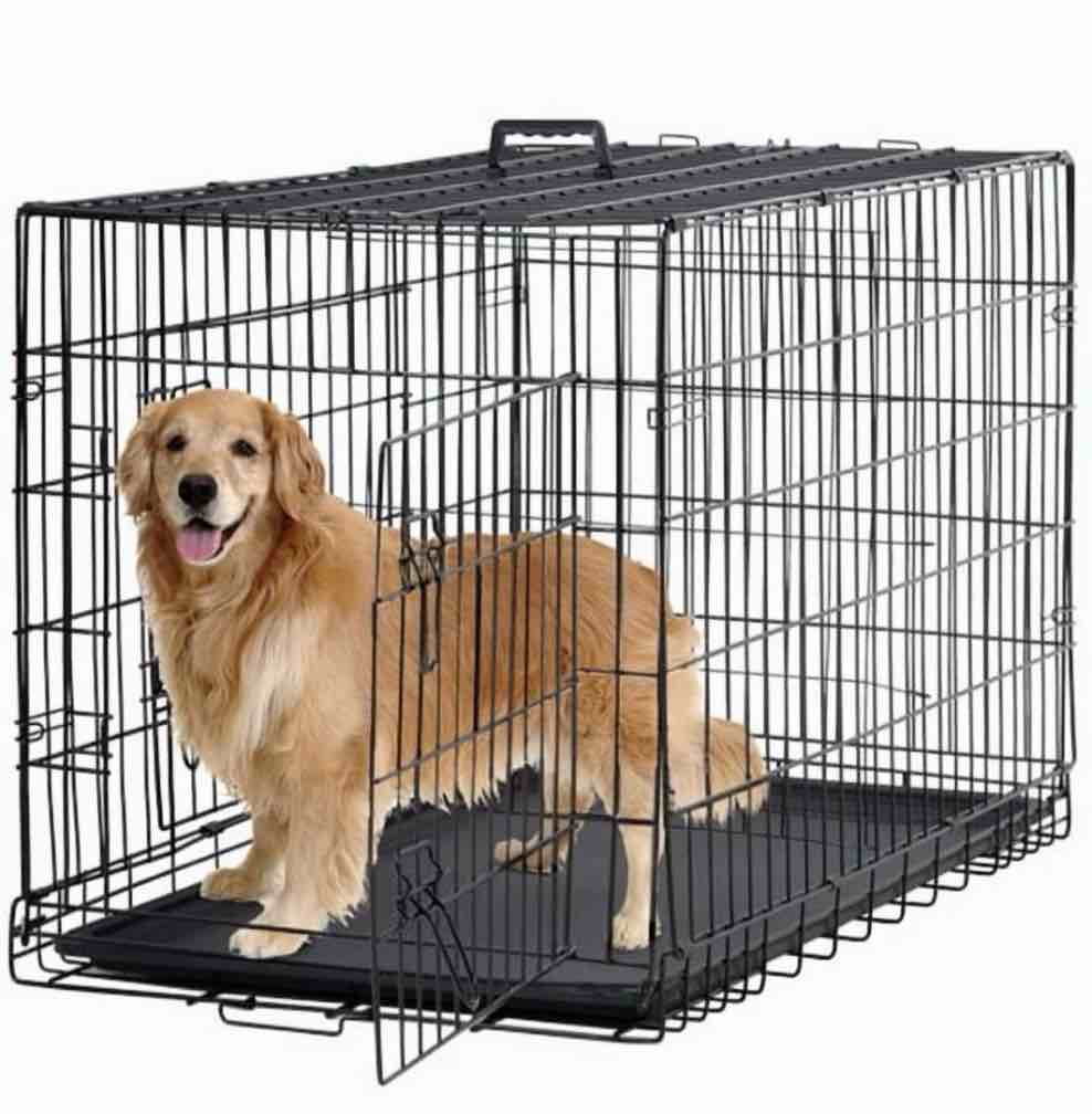 BestPet 48 inch Foldable Metal Dog Crate for Large Dogs  Double Door  Divider  Removable Tray(Black)