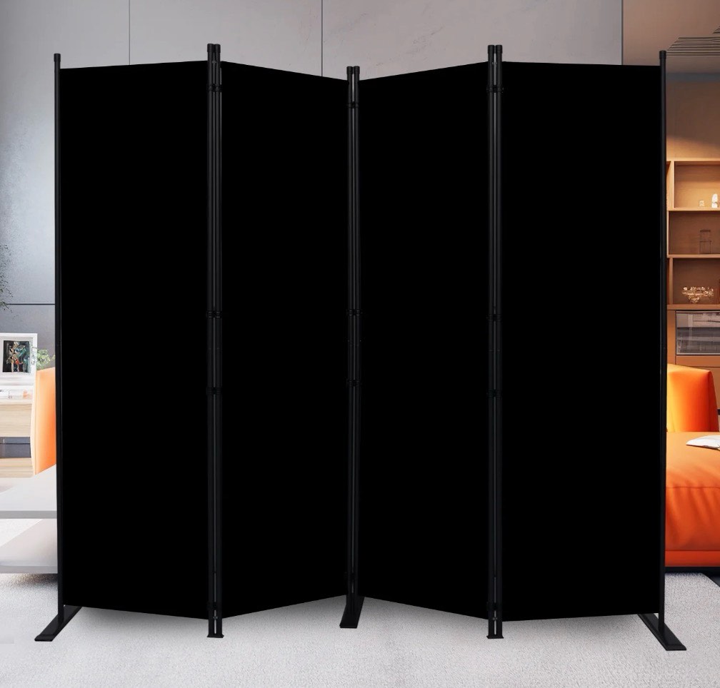 room divider folding privacy sceens 4 panel partition room dividers 88'' room divider wall screen, upgrade (wider feet) portable temporary wall for room separation wall divider for room office school