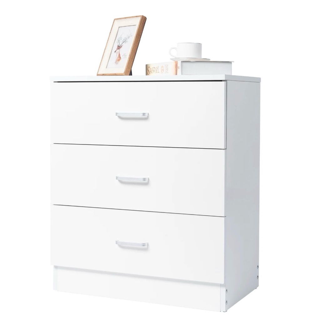 ktaxon 3-drawer dresser pure white with metal handles bedside night stand bedroom white