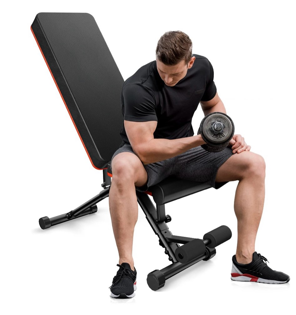 edx 9 positions adjustable weight bench  support up to 795lbs  foldable weight bench for full body  home gym fitness strength training  black