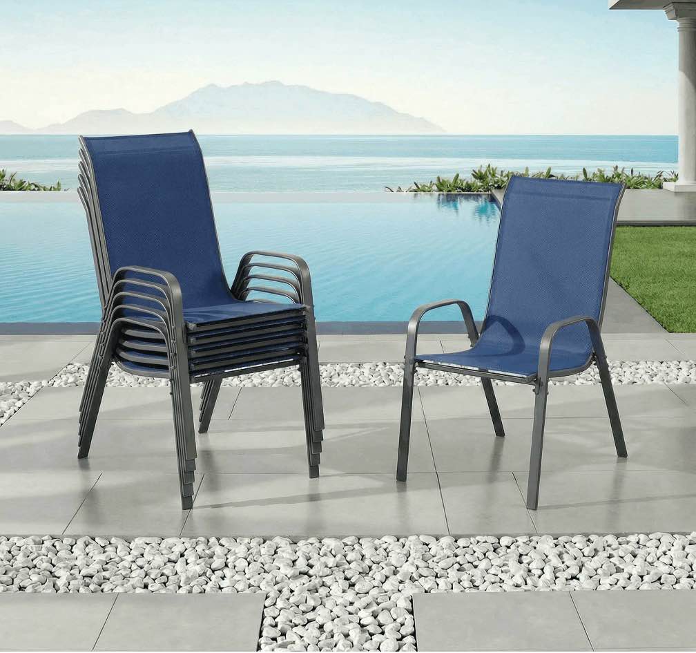 Pirecart Outdoor Patio Dining Chairs Set of 6, Patio Chairs Stackable Textilene Outdoor High Back Armchairs, Royal Blue