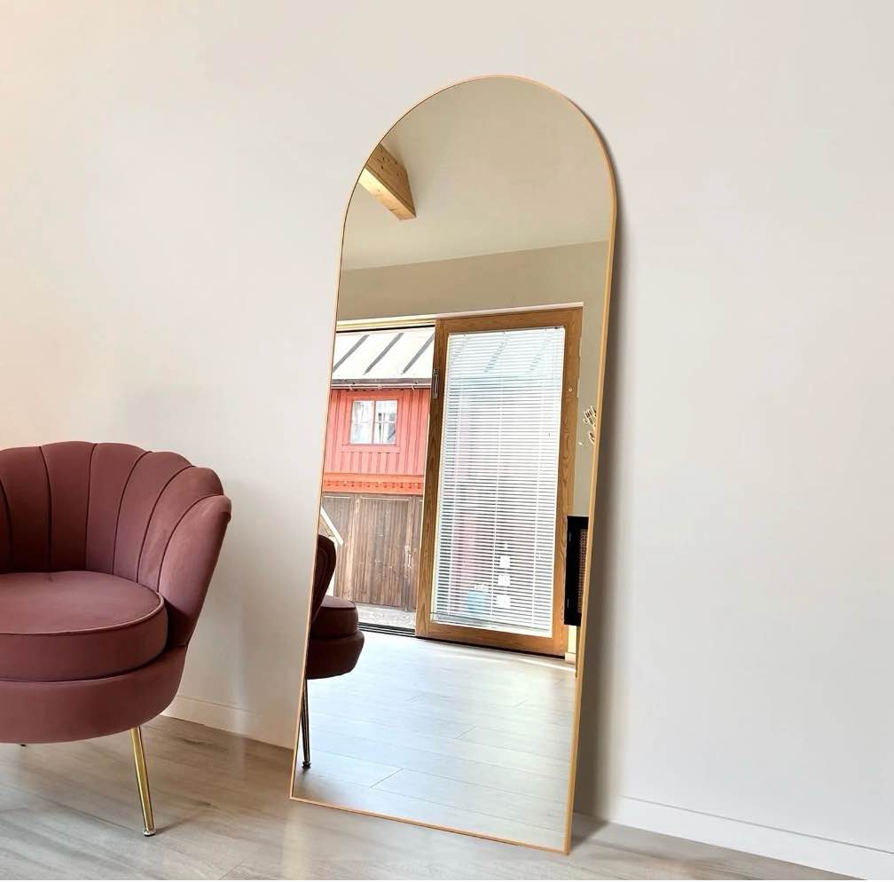CONCETTA 71 x26  Arched Full Length Mirror  Full Body Standing Mirror Floor Mirrors  Gold