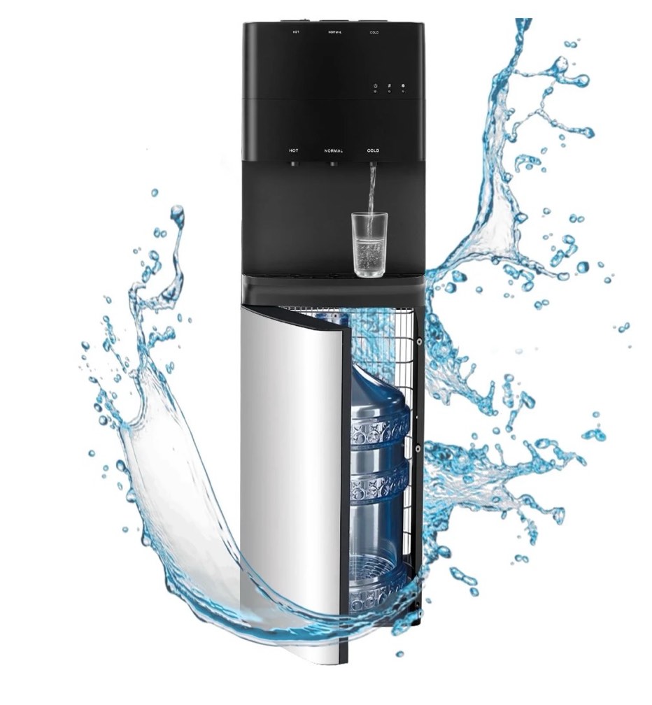 Bottom Loading Water Dispenser with Compressor Cooling  Stainless Steel Body & Aluminum Motor  High Dispensing Area  Safety Lock