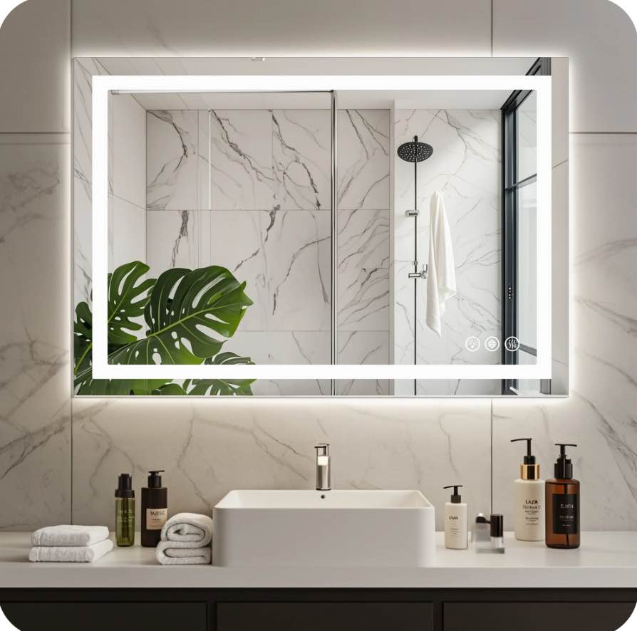 EDX 24"X36" Anti-fog LED Bathroom Mirror with Dual Light Source and Three Lighting Modes, White