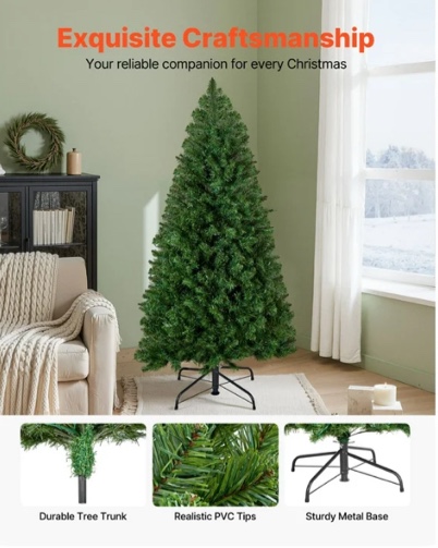 4ft Prelit Artificial Christmas Tree with 120 Warm White LED Lights, 8 Lighting Modes, 539 Branch Tips, and Sturdy Metal Base for Festive Home, Party, and Office Decoration-missing base