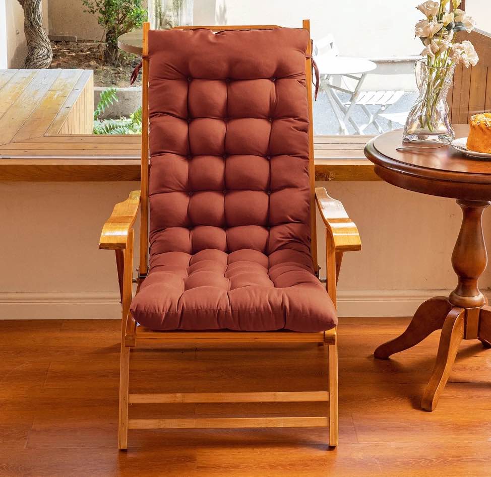 YEERSWAG 47X19x3.1 inch Non Slip Rocking Chair Cushion Lounge Chaise Chair Cushion,Thickened Double-Sided Recliner Cushion Nap Folding Chair Padded with Ties