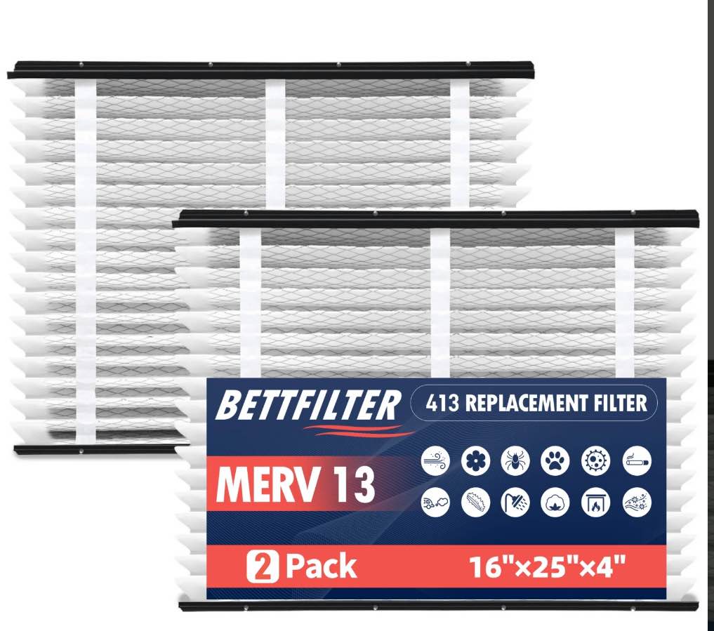 2 Pack 413 Replacement Filter,MERV 13 16x25x4,Compatible with AprilAire Whole House Air Purifiers 1410, 1610, 2140, 2400, 2410, 2416, 3410, 4400, or Space-Gard 2400 with Upgrade Kit 1413