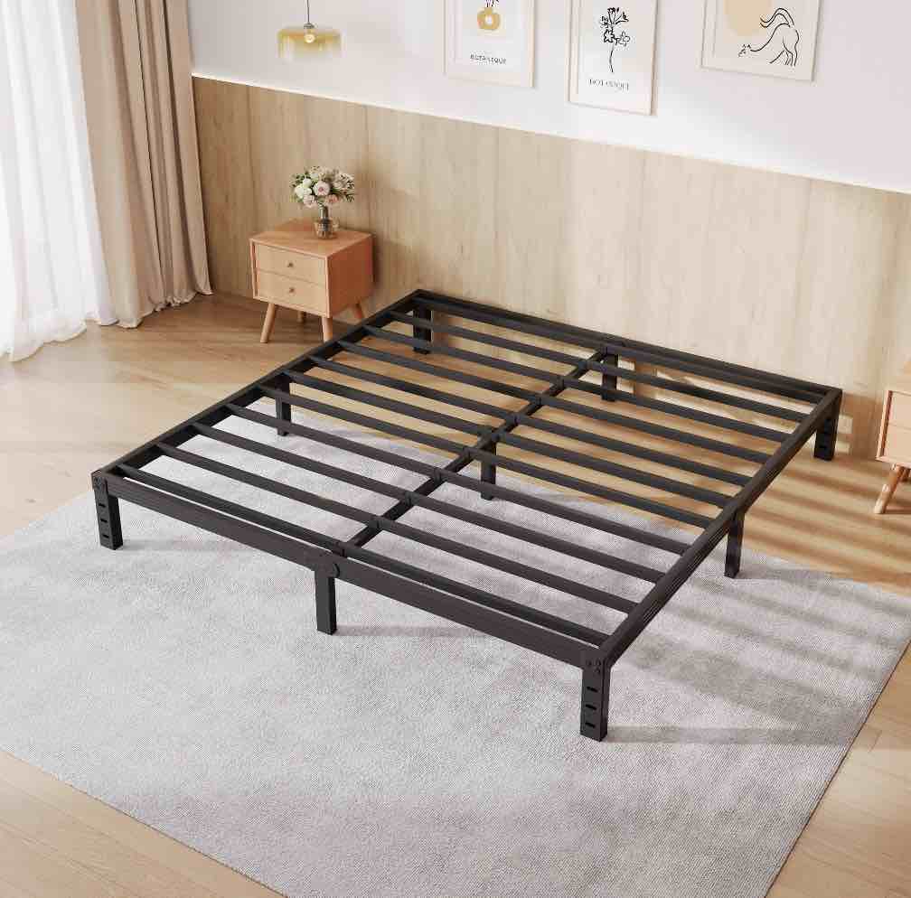 COMASACH 12 inch King Bed Frame, Easy Assembly, Heavy Duty Metal Platform, Noise Free, Black