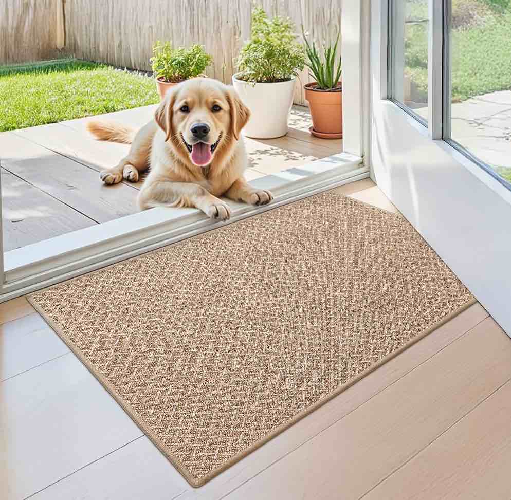 pabube doormat 20"x32", low-profile entry mat indoor mat, indoor rug for entryway, dirt trapper entryway rug, non slip entry rugs washable welcome mat for inside, khaki