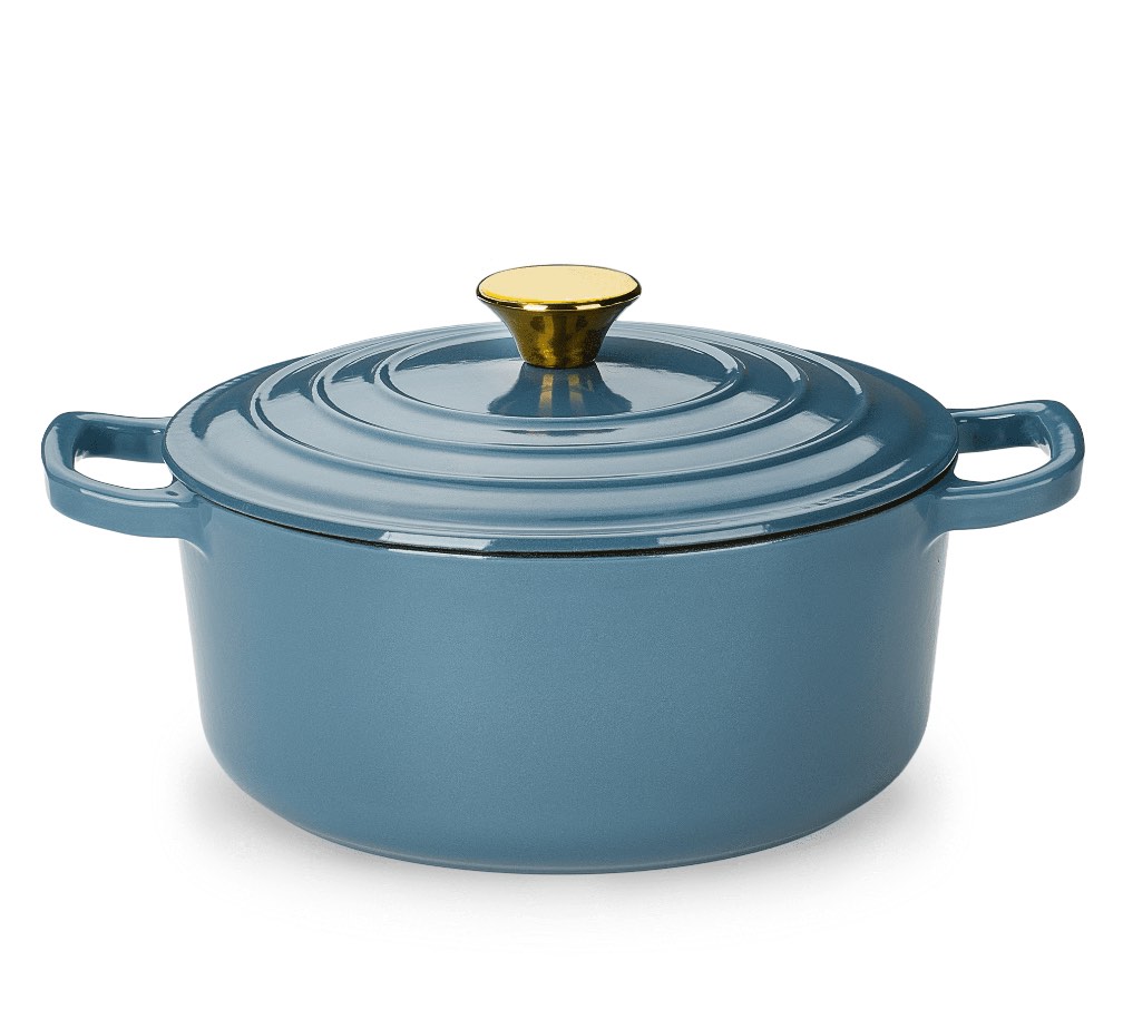 Carote 4.5QT Enamel Cast Iron Dutch Oven,9.5"Round Soup Pot with Lid, Induction Compatible?Blue