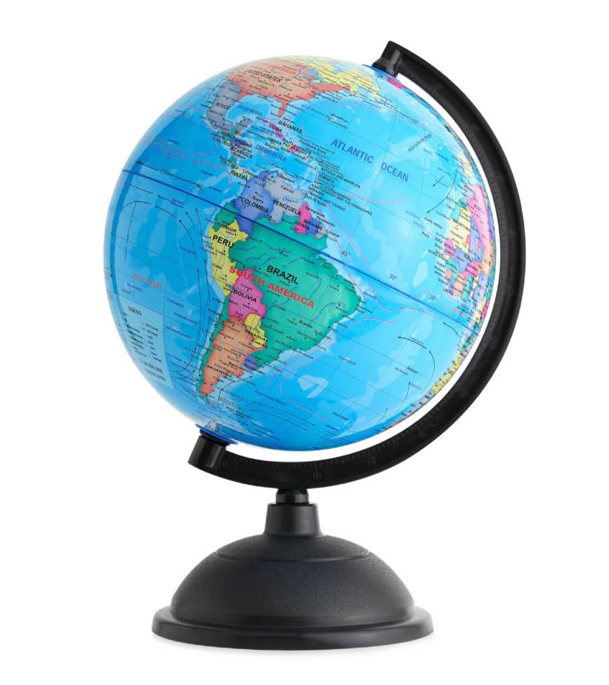 Juvale Rotating World Globe with Stand for Kids Ages 3–14 Learning, 8-inch Spinning Earth Globe for Classroom Geography Education