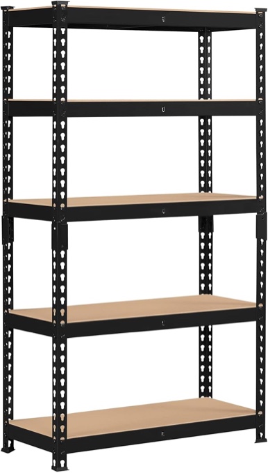 Alden Design 5-Tier Boltless & Adjustable Steel Storage Shelf Unit, Black