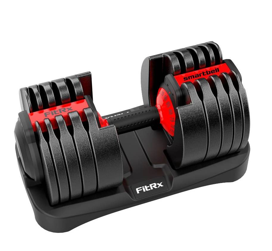 FitRx SmartBell XL, 90lb Adjustable 1-Dumbbell with Quick-Select Weights for Home Gym