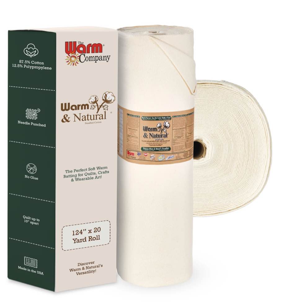 the warm company warm & natural 124" x 30 yd cotton batting - premium quilting & crafting batting, ideal for quilts, sewing & more
