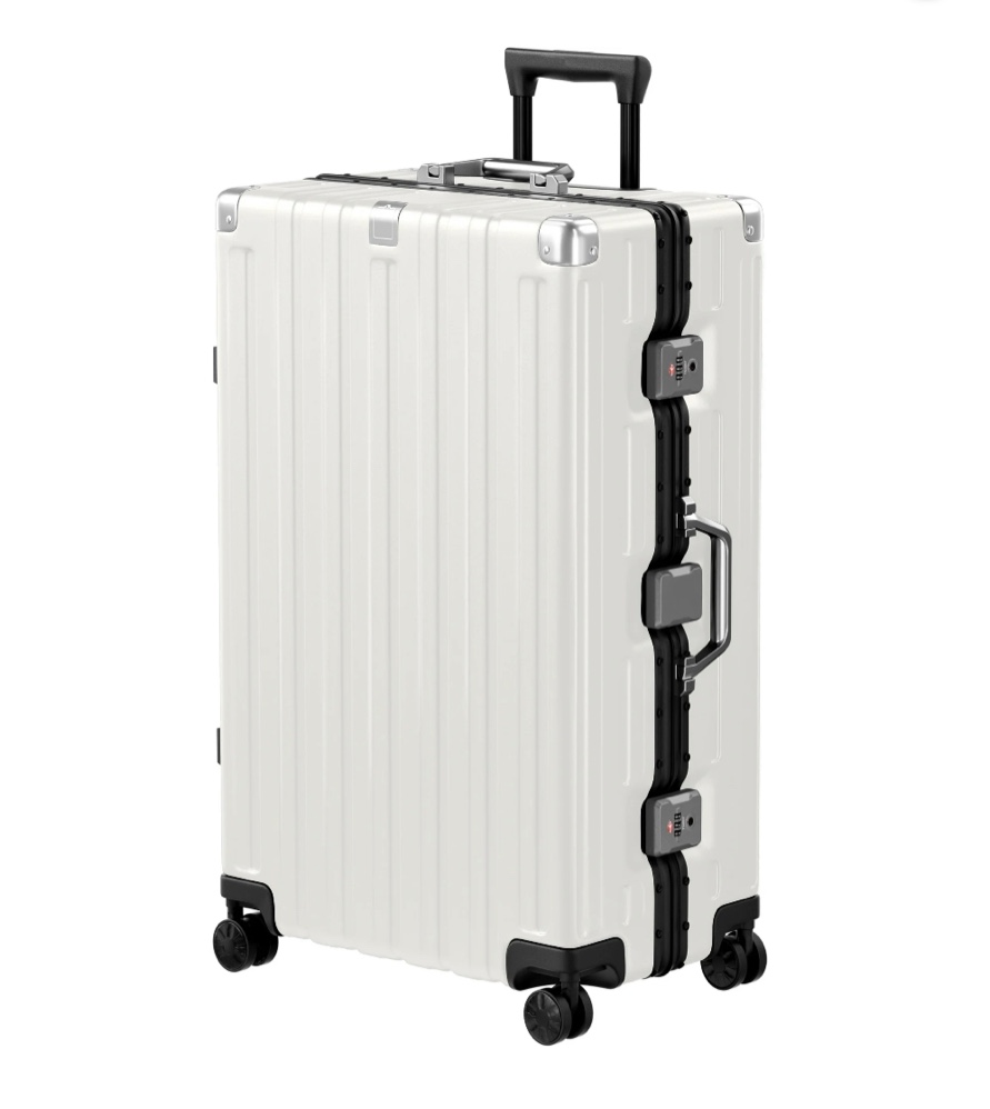 checked luggage aluminum frame suitcase with wheels pc abs hardside zipperless with tsa lock 28 inch white