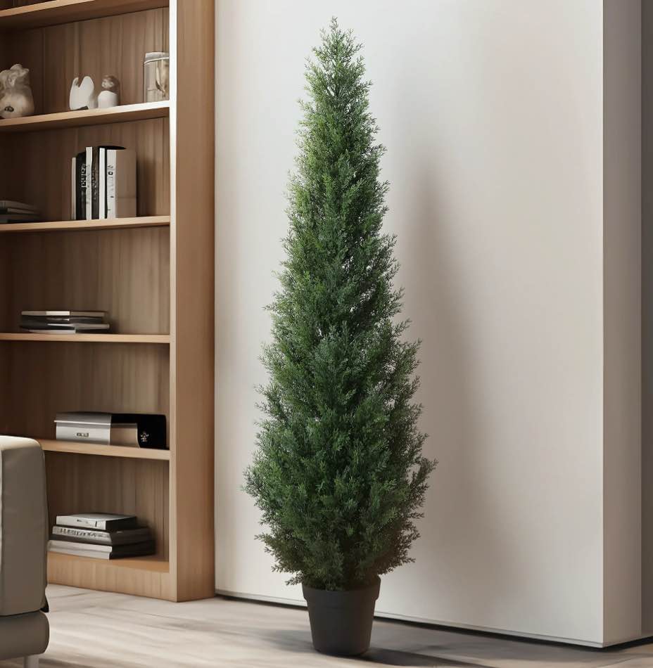 artificial cedar tree 5 ft artificial cedar topiary trees for outdoors potted fake cypress tree faux evergreen plants for home porch decor