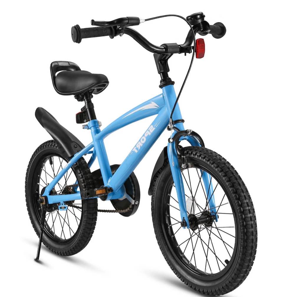 Naipo 16 Inch Kids Bike Girls and Boys Blue Kid Bicycle with Kickstand and Training Wheels