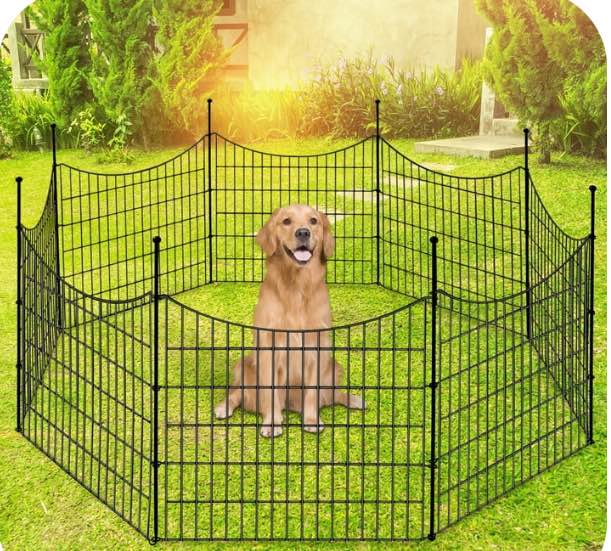 BSHAPPLUS® Garden Fence 10 Pack ,33in (H) x 24ft (L) Metal Fence,Rustproof Decorative Fence,Animal Wire Fence,Wrought Iron Fence, Outdoor Picket Fencing No-Dig for Yard, Lawn and Patio Borders