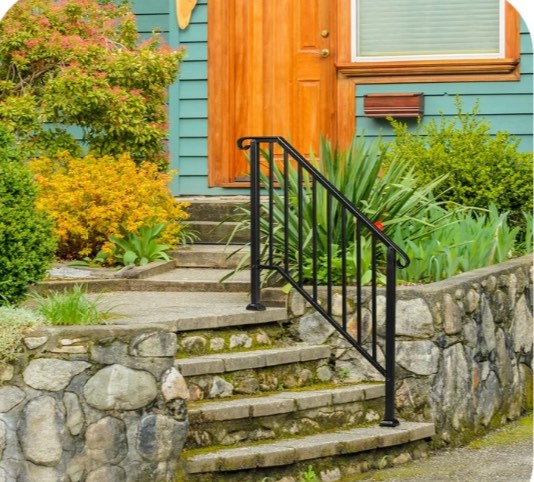 zimtown outdoor iron handrail with powder coating for 3-4 steps, matte black finish