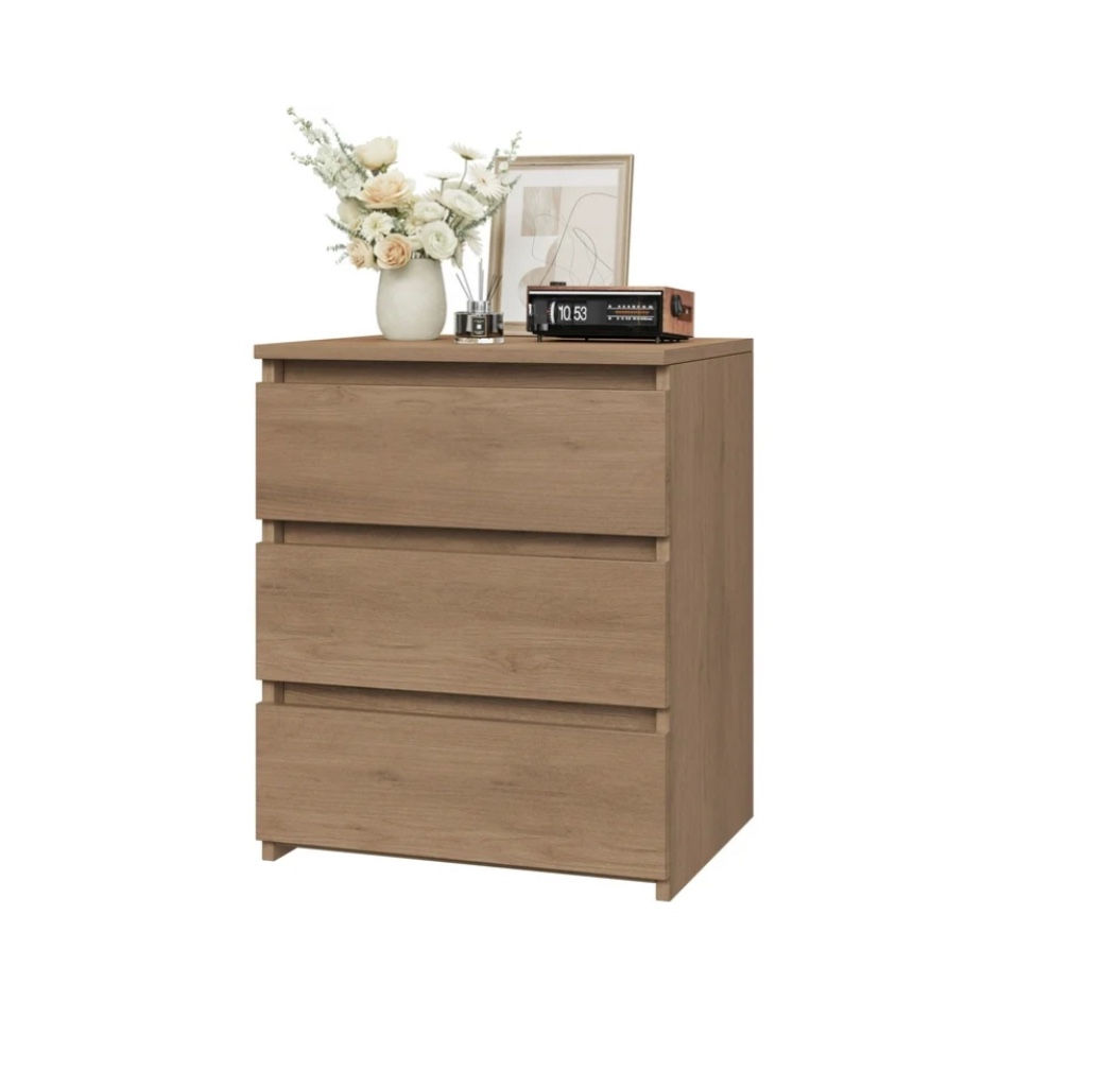 homfa 3 drawers nightstand, small sofa table, wooden storage cabinet for living room, wood grain finish
