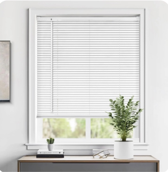 lazblinds cordless 1" vinyl horizontal mini blinds, light filtering blinds for windows, blinds and shades for windows size 29" w x 36" h, white