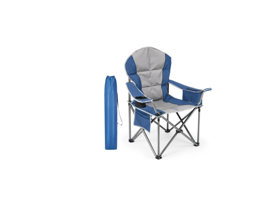 edx oversized camping folding chair, heavy duty padded chair with cup holder storage and cooler bag, 5000 lbs steel frame, portable for outdoor,blue gray